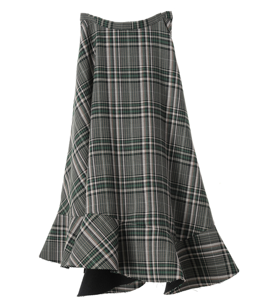 CLANE（クラネ）の「ASYMMETRY HEM CHECK SKIRT（スカート）」 - WEAR