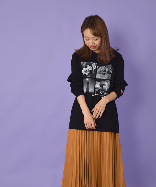 w closet(ダブルクローゼット)の「ロング丈プリーツスカート_(スカート・レディース・パープル/オレンジ/キャメル・FREE)」の4枚目の写真