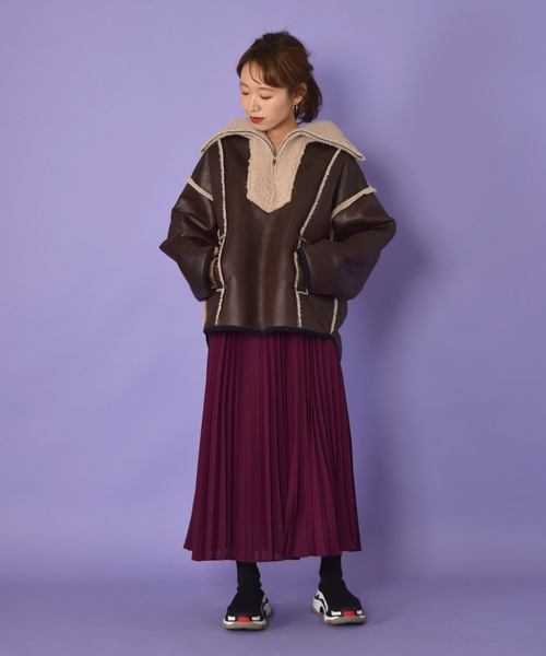 w closet(ダブルクローゼット)の「ロング丈プリーツスカート_(スカート・レディース・パープル/オレンジ/キャメル・FREE)」の21枚目の写真