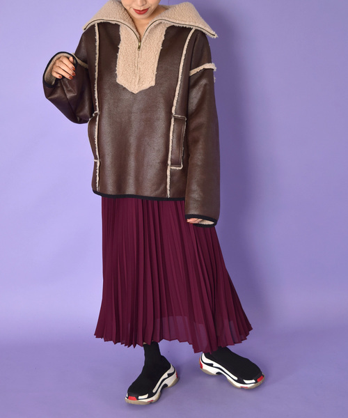 w closet(ダブルクローゼット)の「ロング丈プリーツスカート_(スカート・レディース・パープル/オレンジ/キャメル・FREE)」の9枚目の写真