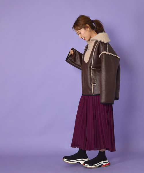 w closet(ダブルクローゼット)の「ロング丈プリーツスカート_(スカート・レディース・パープル/オレンジ/キャメル・FREE)」の19枚目の写真