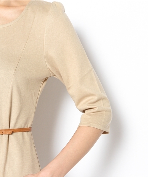 BEAMS LIGHTS Women's（ビームスライツ ウィメンズ）の「△BEAMS LIGHTS / NEWベルト付ポンチ ワンピース（ワンピース・レディース・ブラック/ベージュ/ネイビー/チャコールグレー・36/38）」の10枚目の写真