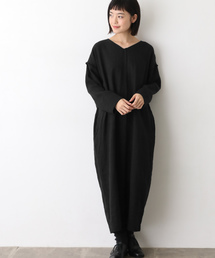 かぐれ | リネンウールウエストマークワンピース(ワンピース)