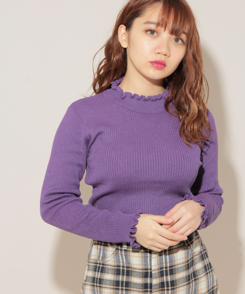 apres jour（アプレジュール）の「フリルハイネックリブニット【ZOZOTOWN限定アイテム】（ニット/セーター・レディース・ブラック/ベージュ/パープル/アイボリー/クリーム・フリー）」の5枚目の写真