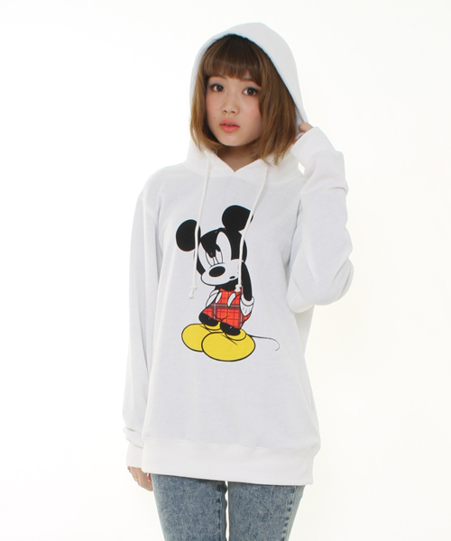 WEGO(ウィゴー)の「WEGO/キャラパーカー(ミッキーマウス)(パーカー・レディース・オフホワイト/杢グレー・FREE)」の2枚目の写真