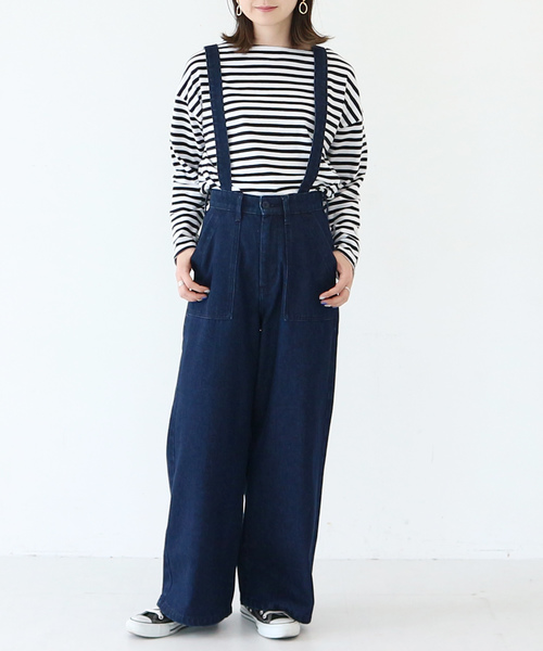 AMERICAN HOLIC(アメリカンホリック)の「サスペンダー付きワイドベーカーデニム(デニムパンツ・レディース・ワンウォッシュ・SMALL/MEDIUM)」の1枚目の写真