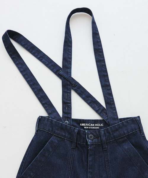AMERICAN HOLIC(アメリカンホリック)の「サスペンダー付きワイドベーカーデニム(デニムパンツ・レディース・ワンウォッシュ・SMALL/MEDIUM)」の10枚目の写真