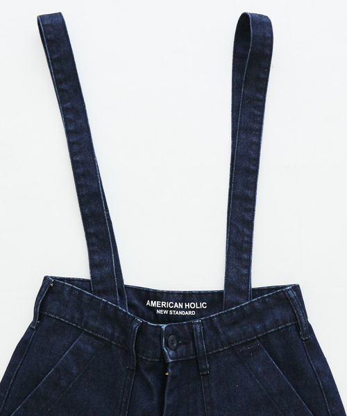 AMERICAN HOLIC(アメリカンホリック)の「サスペンダー付きワイドベーカーデニム(デニムパンツ・レディース・ワンウォッシュ・SMALL/MEDIUM)」の9枚目の写真