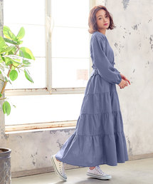 KOBE LETTUCE | シャーリングベルト付き3wayカシュクールティアードマキシワンピース(ワンピース)