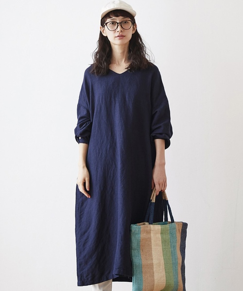 Sunny clouds（サニークラウズ）の「サニークラウズ　Ｖネックのサックドレス（ワンピース・レディース・ピンク/ネイビー・MEDIUM/LARGE/X-LARGE/XX-LARGE/NM）」の2枚目の写真