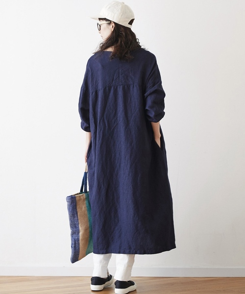 Sunny clouds（サニークラウズ）の「サニークラウズ　Ｖネックのサックドレス（ワンピース・レディース・ピンク/ネイビー・MEDIUM/LARGE/X-LARGE/XX-LARGE/NM）」の7枚目の写真