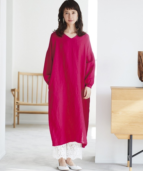 Sunny clouds（サニークラウズ）の「サニークラウズ　Ｖネックのサックドレス（ワンピース・レディース・ピンク/ネイビー・MEDIUM/LARGE/X-LARGE/XX-LARGE/NM）」の8枚目の写真