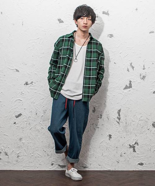 MinoriTY（マイノリティ）の「オーバーサイズチェックシャツ/長袖（シャツ/ブラウス・メンズ・グリーン/ブラック/イエロー/レッド・L/M）」の6枚目の写真