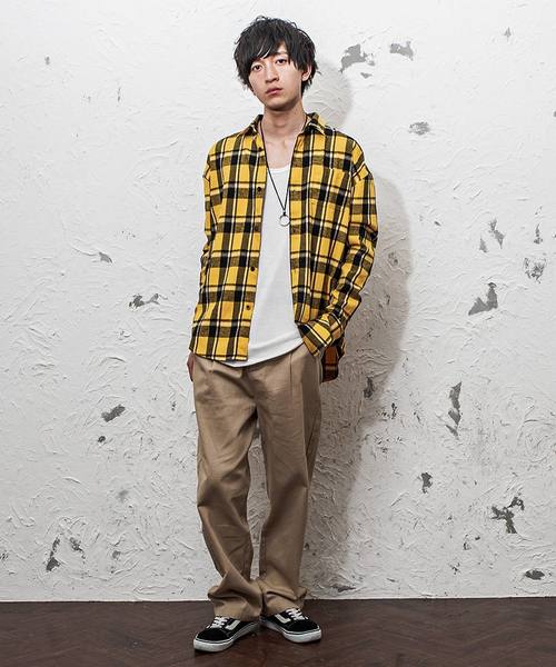 MinoriTY（マイノリティ）の「オーバーサイズチェックシャツ/長袖（シャツ/ブラウス・メンズ・グリーン/ブラック/イエロー/レッド・L/M）」の7枚目の写真