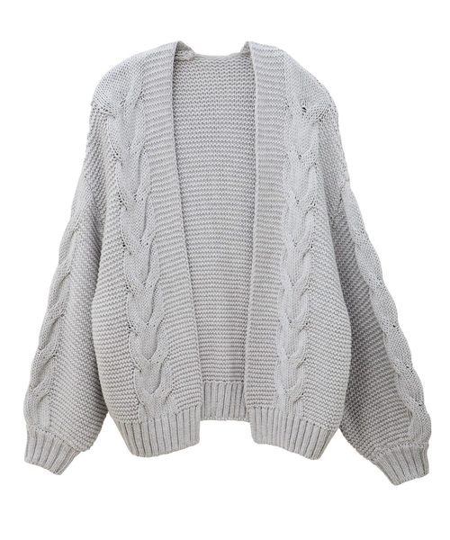 Luz Llena（ラズレナ）の「ケーブル編ショートカーディガン（カーディガン/ボレロ・レディース・ベージュ/アイボリー/杢グレー・MEDIUM）」の2枚目の写真