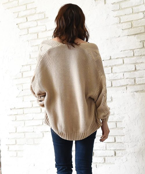 Luz Llena（ラズレナ）の「ケーブル編ショートカーディガン（カーディガン/ボレロ・レディース・ベージュ/アイボリー/杢グレー・MEDIUM）」の11枚目の写真