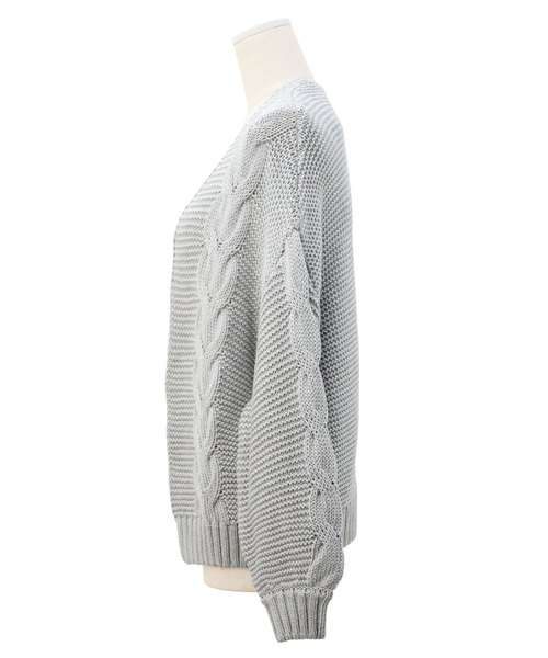 Luz Llena（ラズレナ）の「ケーブル編ショートカーディガン（カーディガン/ボレロ・レディース・ベージュ/アイボリー/杢グレー・MEDIUM）」の13枚目の写真
