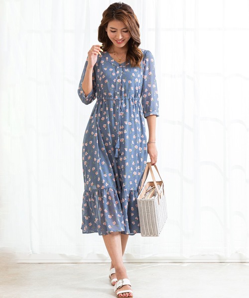 Sweetmommy 授乳服 マタニティ スウィートマミー のファッション シフォン レトロ ママ ベビー 2way花柄ワンピース マタニティウェア グッズ レトロ