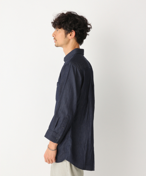 GLOBAL WORK（グローバルワーク）の「デニムシャツ7分袖/827167（シャツ/ブラウス・メンズ・ネイビー/スカイブルー/ブルー系その他4・MEDIUM/X-LARGE/LARGE/SMALL）」の14枚目の写真