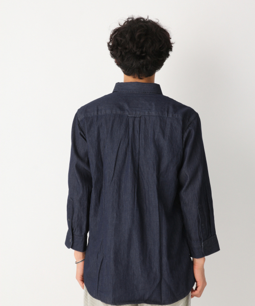GLOBAL WORK（グローバルワーク）の「デニムシャツ7分袖/827167（シャツ/ブラウス・メンズ・ネイビー/スカイブルー/ブルー系その他4・MEDIUM/X-LARGE/LARGE/SMALL）」の15枚目の写真