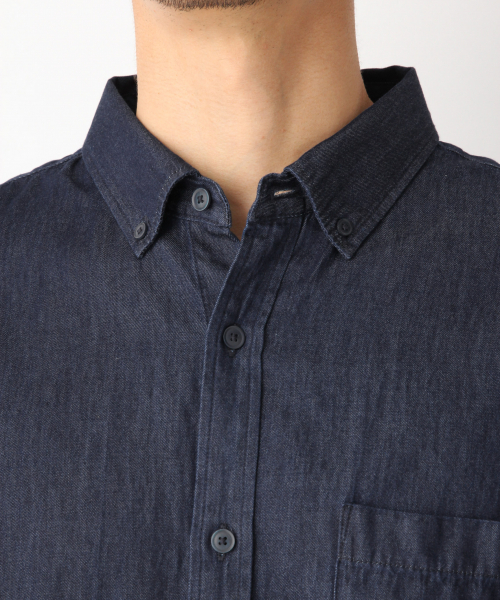 GLOBAL WORK（グローバルワーク）の「デニムシャツ7分袖/827167（シャツ/ブラウス・メンズ・ネイビー/スカイブルー/ブルー系その他4・MEDIUM/X-LARGE/LARGE/SMALL）」の16枚目の写真