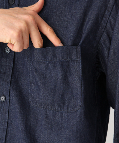 GLOBAL WORK（グローバルワーク）の「デニムシャツ7分袖/827167（シャツ/ブラウス・メンズ・ネイビー/スカイブルー/ブルー系その他4・MEDIUM/X-LARGE/LARGE/SMALL）」の17枚目の写真