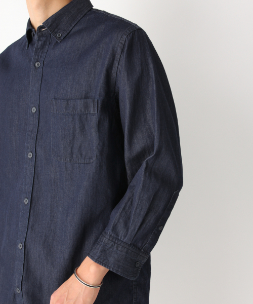 GLOBAL WORK（グローバルワーク）の「デニムシャツ7分袖/827167（シャツ/ブラウス・メンズ・ネイビー/スカイブルー/ブルー系その他4・MEDIUM/X-LARGE/LARGE/SMALL）」の19枚目の写真