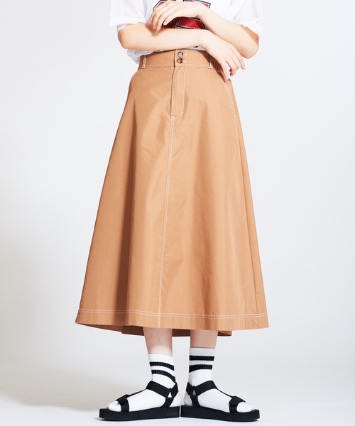 WEGO(ウィゴー)の「WEGO/チノサーキュラーミモレスカート(スカート・レディース・ホワイト/ブラック/ベージュ/カーキ/ダークオレンジ/ダークベージュ・SMALL/MEDIUM/LARGE)」の5枚目の写真