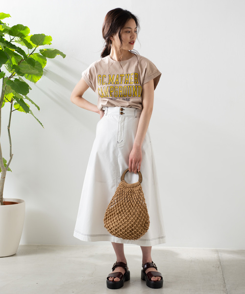 WEGO(ウィゴー)の「WEGO/チノサーキュラーミモレスカート(スカート・レディース・ホワイト/ブラック/ベージュ/カーキ/ダークオレンジ/ダークベージュ・SMALL/MEDIUM/LARGE)」の8枚目の写真