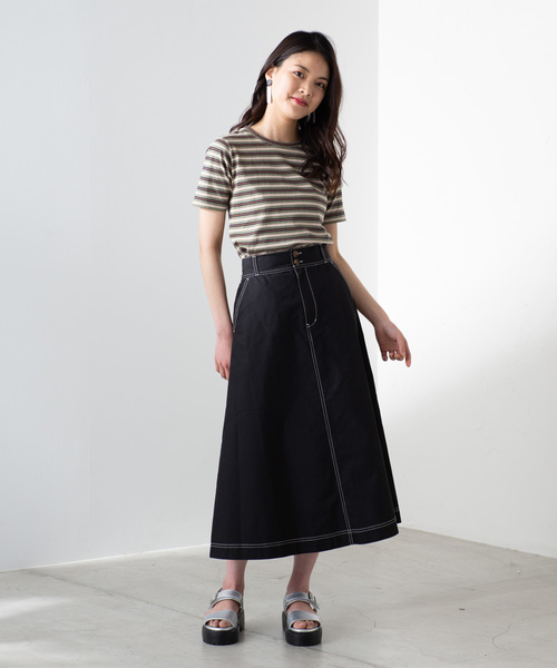 WEGO(ウィゴー)の「WEGO/チノサーキュラーミモレスカート(スカート・レディース・ホワイト/ブラック/ベージュ/カーキ/ダークオレンジ/ダークベージュ・SMALL/MEDIUM/LARGE)」の10枚目の写真