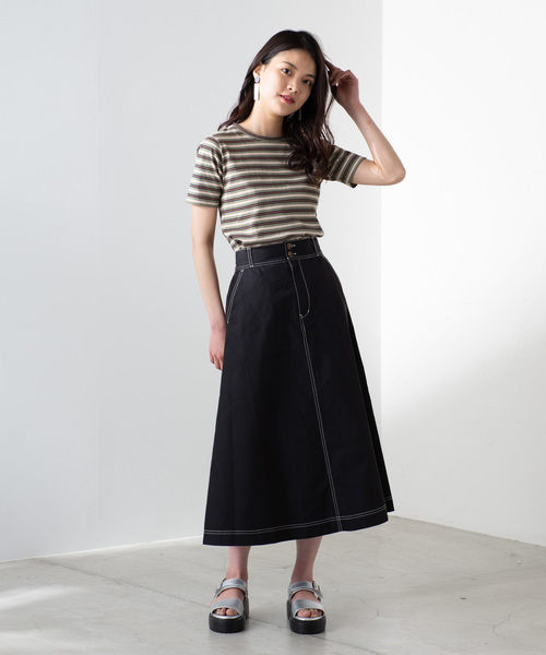 WEGO(ウィゴー)の「WEGO/チノサーキュラーミモレスカート(スカート・レディース・ホワイト/ブラック/ベージュ/カーキ/ダークオレンジ/ダークベージュ・SMALL/MEDIUM/LARGE)」の11枚目の写真