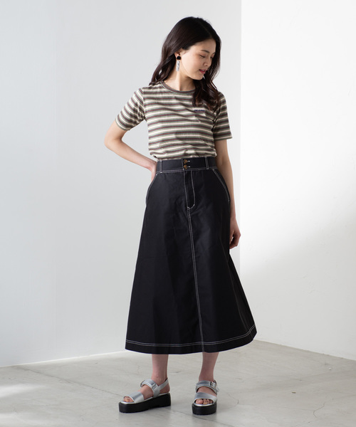 WEGO(ウィゴー)の「WEGO/チノサーキュラーミモレスカート(スカート・レディース・ホワイト/ブラック/ベージュ/カーキ/ダークオレンジ/ダークベージュ・SMALL/MEDIUM/LARGE)」の12枚目の写真