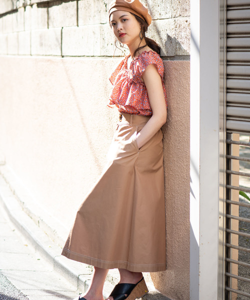 WEGO(ウィゴー)の「WEGO/チノサーキュラーミモレスカート(スカート・レディース・ホワイト/ブラック/ベージュ/カーキ/ダークオレンジ/ダークベージュ・SMALL/MEDIUM/LARGE)」の13枚目の写真