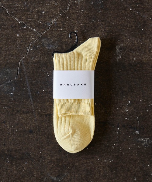 HARUSAKU(ハルサク)の「HARUSAKU RIB HALF SOCKS:ハルサク リブハーフソックス(ソックス/靴下・メンズ・ブラック/オフホワイト/マスタード/レッド/ブルー/イエロー/ミント/バイオレット・L/M/S)」の6枚目の写真