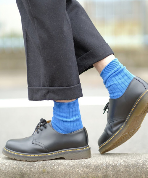 HARUSAKU(ハルサク)の「HARUSAKU RIB HALF SOCKS:ハルサク リブハーフソックス(ソックス/靴下・メンズ・ブラック/オフホワイト/マスタード/レッド/ブルー/イエロー/ミント/バイオレット・L/M/S)」の15枚目の写真