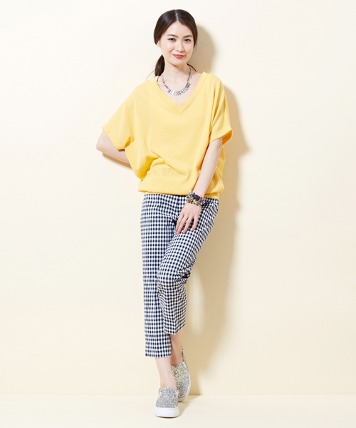 UNITED ARROWS（ユナイテッドアローズ）の「○UAB HT-CO Vネック フレンチスリーブ ニット§◆（ニット/セーター・レディース・ホワイト/ブラック/オレンジ/イエロー/ライトブルー/ネイビー/グレー・フリー）」の18枚目の写真