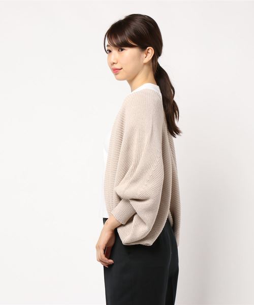 DouDou(ドゥドゥ)の「片畦ボレロカーディガン(カーディガン/ボレロ・レディース・ベージュ/ブラウン・FREE)」の4枚目の写真