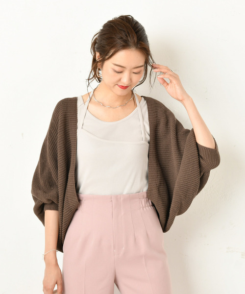 DouDou(ドゥドゥ)の「片畦ボレロカーディガン(カーディガン/ボレロ・レディース・ベージュ/ブラウン・FREE)」の2枚目の写真