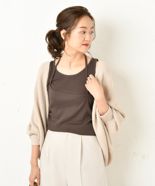 DouDou(ドゥドゥ)の「片畦ボレロカーディガン(カーディガン/ボレロ・レディース・ベージュ/ブラウン・FREE)」の12枚目の写真