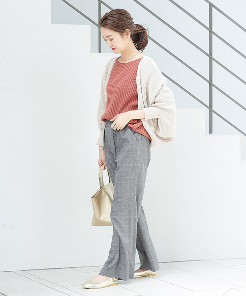 DouDou(ドゥドゥ)の「片畦ボレロカーディガン(カーディガン/ボレロ・レディース・ベージュ/ブラウン・FREE)」の10枚目の写真