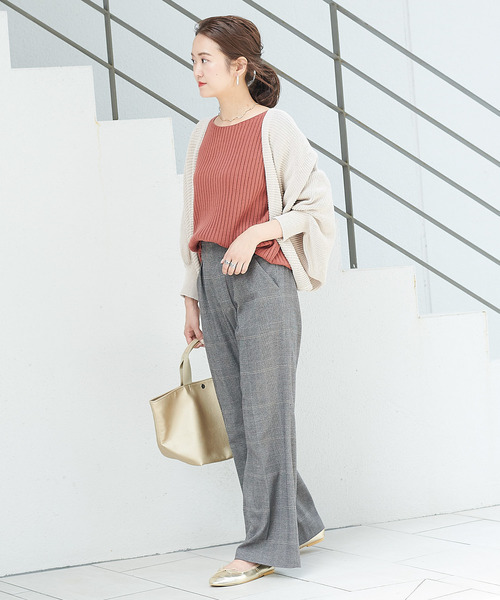 DouDou(ドゥドゥ)の「片畦ボレロカーディガン(カーディガン/ボレロ・レディース・ベージュ/ブラウン・FREE)」の5枚目の写真