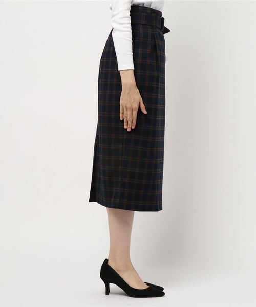 LOWRYS FARM（ローリーズファーム）の「チェックタイトスカート　853336（スカート・レディース・ベージュ/ネイビー・MEDIUM/LARGE）」の4枚目の写真
