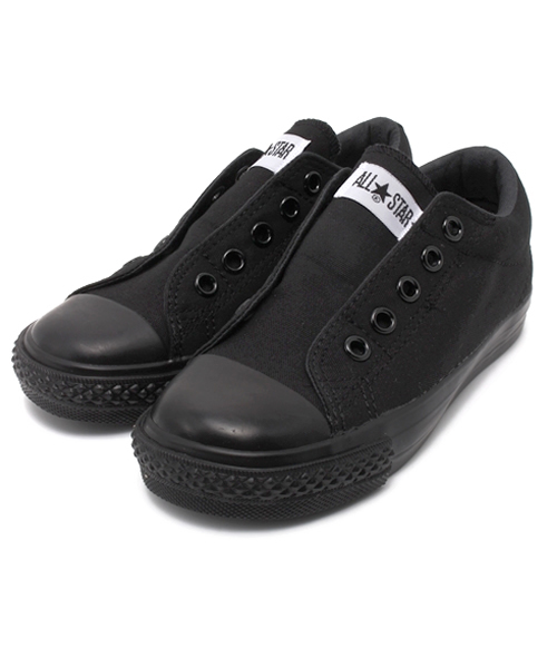 CONVERSE(コンバース)の「CHILD ALL STAR SLIP OX/チャイルド オールスター スリップ OX(スニーカー・キッズ・オフホワイト/ピンク/ブラック×ブラック・18cm/15cm/19cm/21cm/16cm/17cm/22cm/20cm)」の1枚目の写真