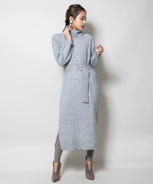 MILLION CARATS(ミリオンカラッツ)の「【限定商品】【STYLE4】ベルト付ニットワンピース(ワンピース)」|グレー