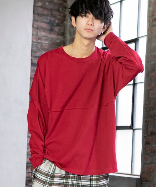 PLACE PLAN（プレイスプラン）の「USAコットン／ドロップショルダー オーバーサイズ Tシャツ（Tシャツ/カットソー・メンズ・ホワイト/ブラック/ベージュ/ネイビー/レッド/ライトベージュ・LL/M/L）」の6枚目の写真