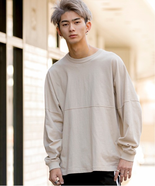 PLACE PLAN（プレイスプラン）の「USAコットン／ドロップショルダー オーバーサイズ Tシャツ（Tシャツ/カットソー・メンズ・ホワイト/ブラック/ベージュ/ネイビー/レッド/ライトベージュ・LL/M/L）」の5枚目の写真