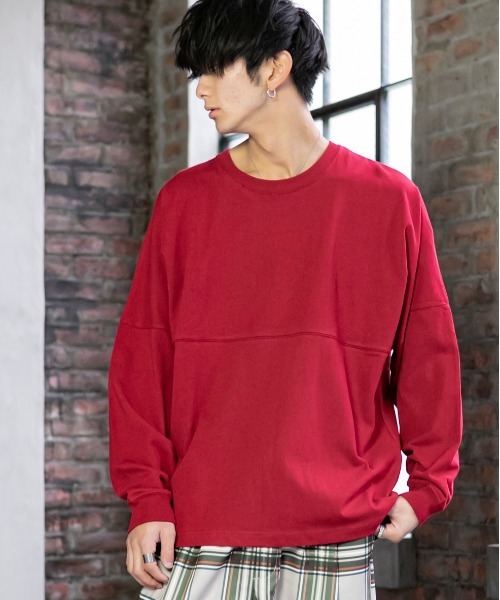 PLACE PLAN（プレイスプラン）の「USAコットン／ドロップショルダー オーバーサイズ Tシャツ（Tシャツ/カットソー・メンズ・ホワイト/ブラック/ベージュ/ネイビー/レッド/ライトベージュ・LL/M/L）」の22枚目の写真