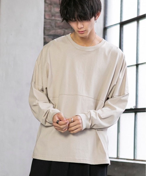 PLACE PLAN（プレイスプラン）の「USAコットン／ドロップショルダー オーバーサイズ Tシャツ（Tシャツ/カットソー・メンズ・ホワイト/ブラック/ベージュ/ネイビー/レッド/ライトベージュ・LL/M/L）」の21枚目の写真