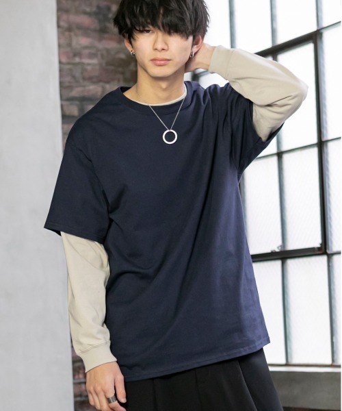 PLACE PLAN（プレイスプラン）の「USAコットン／ドロップショルダー オーバーサイズ Tシャツ（Tシャツ/カットソー・メンズ・ホワイト/ブラック/ベージュ/ネイビー/レッド/ライトベージュ・LL/M/L）」の12枚目の写真