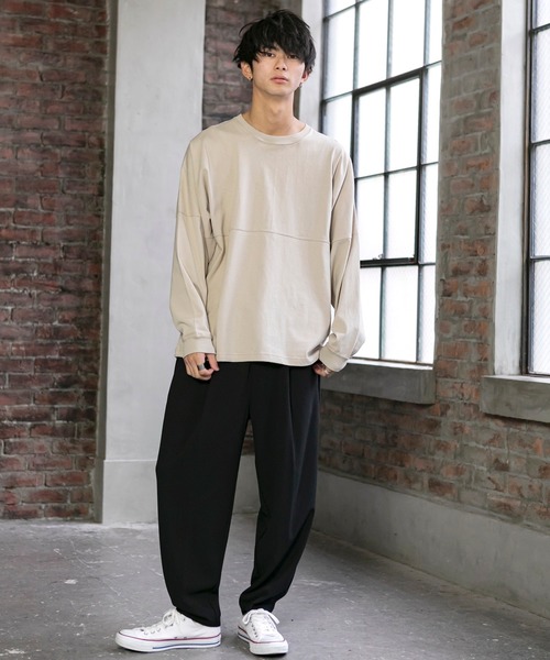 PLACE PLAN（プレイスプラン）の「USAコットン／ドロップショルダー オーバーサイズ Tシャツ（Tシャツ/カットソー・メンズ・ホワイト/ブラック/ベージュ/ネイビー/レッド/ライトベージュ・LL/M/L）」の11枚目の写真